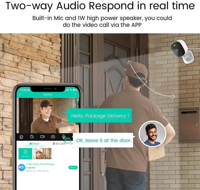 Alt view image 2 of 7 - 2K Security Camera Indoor,House Cameras with Audio and Video,Plug in Surveillance Cameras for Home Security,8X Zoom,IR Night Vision,Sound/Motion Detection,2-Way Talk,Supports Alexa
