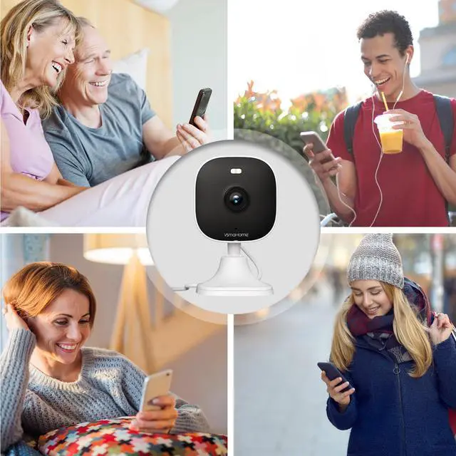 Alt view image 7 of 7 - 2K Security Camera Indoor,House Cameras with Audio and Video,Plug in Surveillance Cameras for Home Security,8X Zoom,IR Night Vision,Sound/Motion Detection,2-Way Talk,Supports Alexa