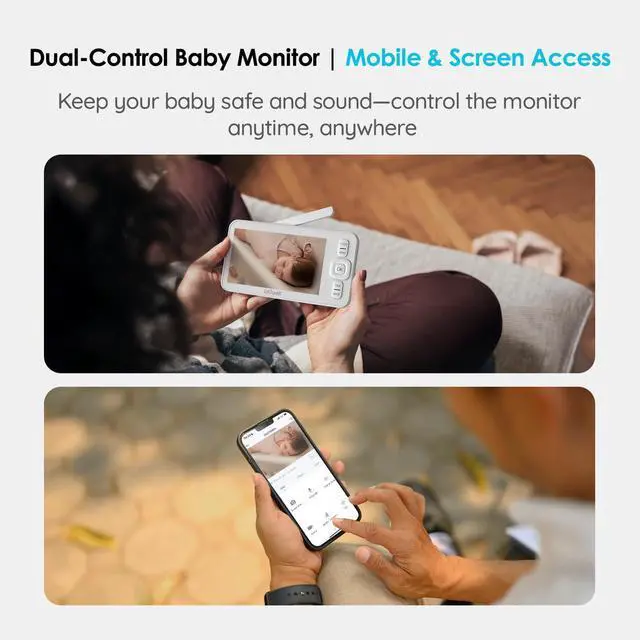 Alt view image 5 of 7 - ieGeek Baby Monitor with Camera and Audio, 5" Split Screen HD Video Monitor - Secure WiFi Baby Camera with Night Vision, 2-Way Talk, Motion Detection, Temperature&Humidity Sensor, Privacy Protection