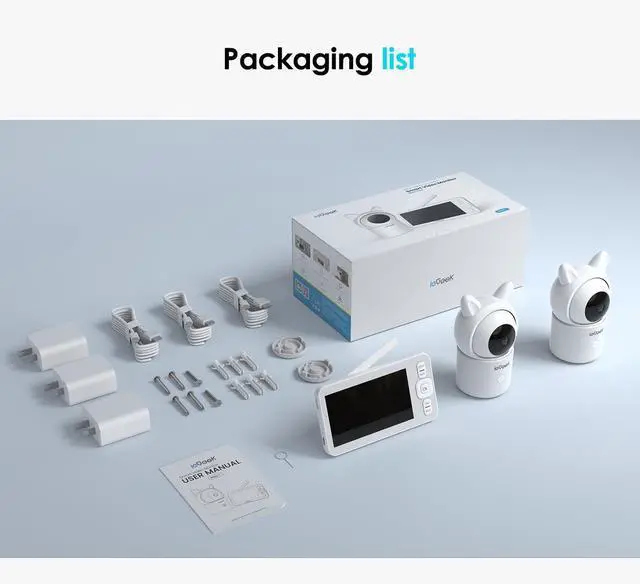 Alt view image 7 of 7 - ieGeek Baby Monitor with Camera and Audio, 5" Split Screen HD Video Monitor - Secure WiFi Baby Camera with Night Vision, 2-Way Talk, Motion Detection, Temperature&Humidity Sensor, Privacy Protection