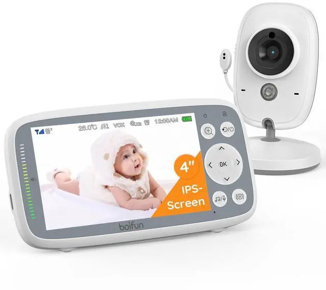 Main image of BOIFUN baby Monitor No Wi-Fi, 4'' 3X Zoom Display, IPS 720p Wireless (Moniteur Bébé), Easy to Use and Set Up, VOX Sound Detection,Portable Camera with Built-in Battery, Security Baby Monitor