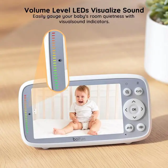 Alt view image 5 of 7 - BOIFUN baby Monitor No Wi-Fi, 4'' 3X Zoom Display, IPS 720p Wireless (Moniteur Bébé), Easy to Use and Set Up, VOX Sound Detection,Portable Camera with Built-in Battery, Security Baby Monitor