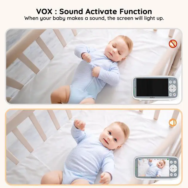 Alt view image 4 of 7 - BOIFUN baby Monitor No Wi-Fi, 4'' 3X Zoom Display, IPS 720p Wireless (Moniteur Bébé), Easy to Use and Set Up, VOX Sound Detection,Portable Camera with Built-in Battery, Security Baby Monitor