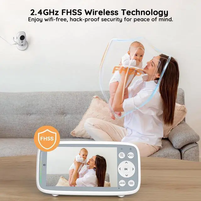 Alt view image 6 of 7 - BOIFUN baby Monitor No Wi-Fi, 4'' 3X Zoom Display, IPS 720p Wireless (Moniteur Bébé), Easy to Use and Set Up, VOX Sound Detection,Portable Camera with Built-in Battery, Security Baby Monitor