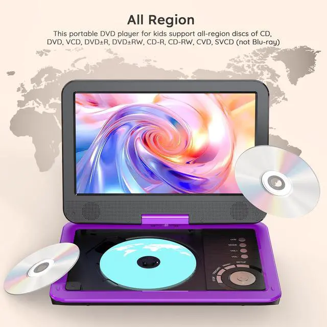 Alt view image 3 of 7 - boifun 12.5" Car DVD Player with 10.5" Swivel HD Screen for car and Kids,with HDMI Input, Portable DVD Player for Car Support 1080P HD Video, 5h Rechargeable Battery USB/SD,Regions Free, Last Memory