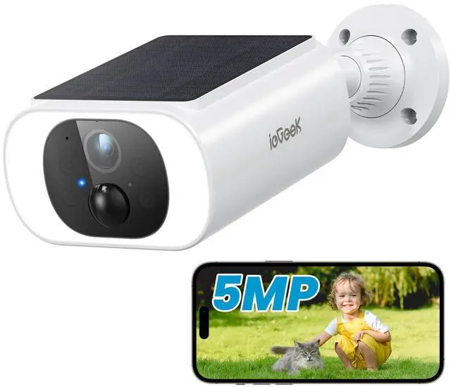 Main image of ieGeek S1 5MP Solar Camera Outdoor Wireless, 2.4Ghz WiFi Battery Powered Cameras System for Home Security with Embedded Solar Panel, AI Motion Detection, Smart Spotlight & Alarm, Color Night Vision