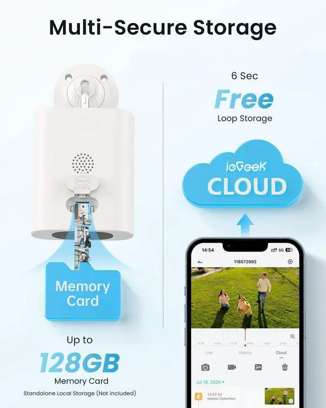 Alt view image 6 of 7 - ieGeek S1 5MP Solar Camera Outdoor Wireless, 2.4Ghz WiFi Battery Powered Cameras System for Home Security with Embedded Solar Panel, AI Motion Detection, Smart Spotlight & Alarm, Color Night Vision