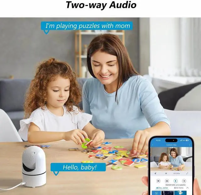 Alt view image 6 of 7 - ieGeek 2.5K 5G/2.4GHz WiFi Pet Dog Camera with Phone App, Indoor Security Camera with 360° Ptz , IR Night Vision, Motion Detection, Two-Way Audio, Compatible with Alexa 3-PACK