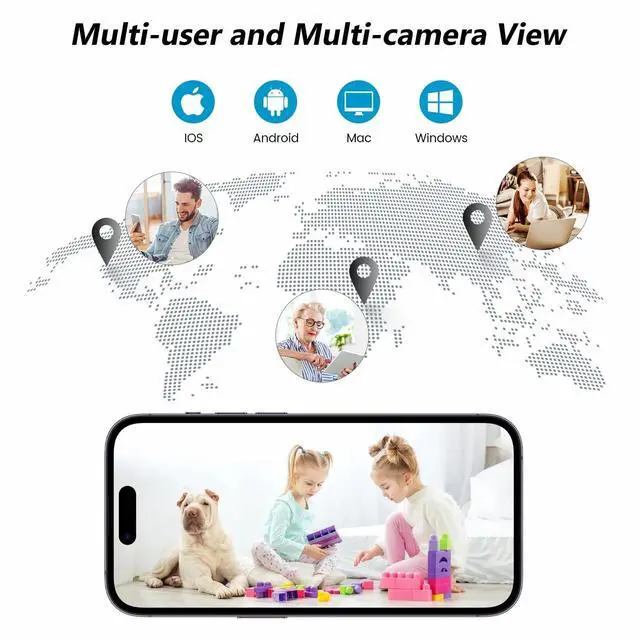 Alt view image 7 of 7 - ieGeek 2.5K 5G/2.4GHz WiFi Pet Dog Camera with Phone App, Indoor Security Camera with 360° Ptz , IR Night Vision, Motion Detection, Two-Way Audio, Compatible with Alexa 3-PACK