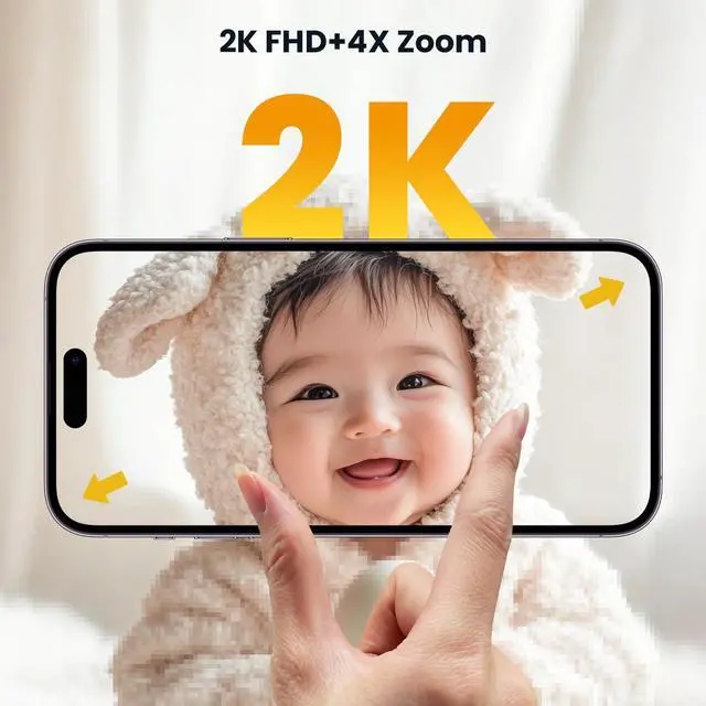 Alt view image 3 of 7 - ieGeek Baby Monitor with 2 Cameras, 5" Large Screen Split-Screen Video Baby Monitor | 2K HD Non-WiFi Monitor with App & Parent Unit | Night Vision, 2-Way Audio, Cry Detection, Temperature Sensor