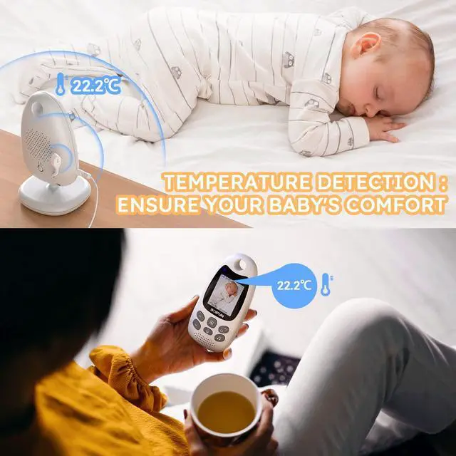 Alt view image 6 of 7 - 2026 Upgraded Baby Monitor with Camera and Night Vision, No WiFi,Two-way Audio, 2-inch Screen, VOX/ECO Mode, Rechargeable Battery, Video, Lullabies, Feeding Reminder, Temperature Sensor, Gift