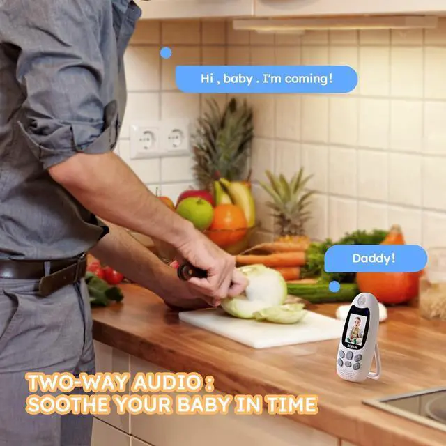 Alt view image 7 of 7 - 2026 Upgraded Baby Monitor with Camera and Night Vision, No WiFi,Two-way Audio, 2-inch Screen, VOX/ECO Mode, Rechargeable Battery, Video, Lullabies, Feeding Reminder, Temperature Sensor, Gift
