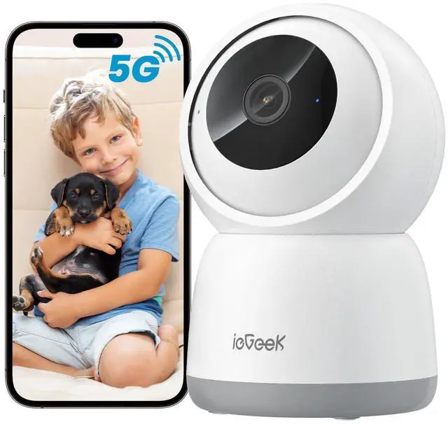 Main image of ieGeek 2K Indoor Security Camera, 5G&2.4G WiFi Camera Surveillance Interieur, 360° PTZ & Auto Tracking for Baby, Pet Camera with Phone App, Smart Motion Sensor, 2-Way Audio, Night Vision