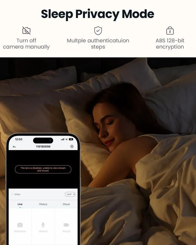 Alt view image 6 of 7 - ieGeek 2K Indoor Security Camera, 5G&2.4G WiFi Camera Surveillance Interieur, 360° PTZ & Auto Tracking for Baby, Pet Camera with Phone App, Smart Motion Sensor, 2-Way Audio, Night Vision