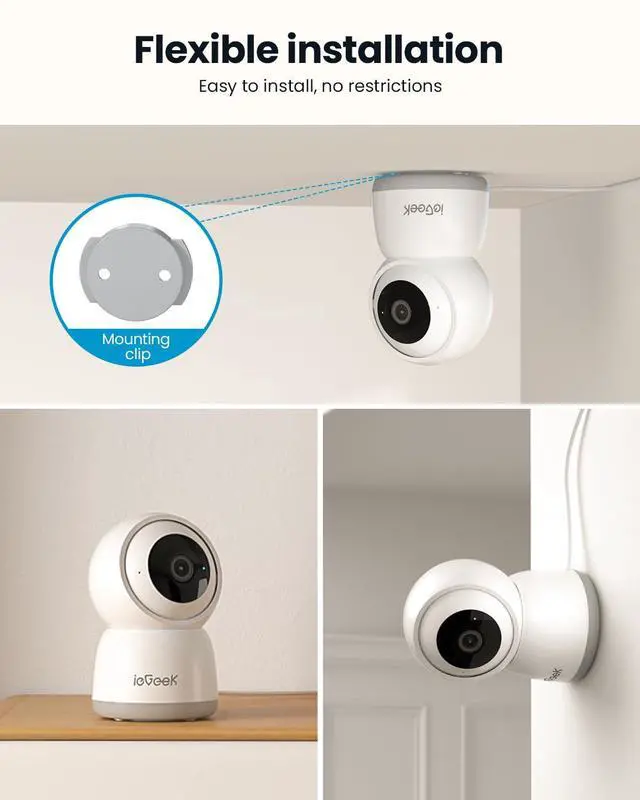 Alt view image 7 of 7 - ieGeek 2K Indoor Security Camera, 5G&2.4G WiFi Camera Surveillance Interieur, 360° PTZ & Auto Tracking for Baby, Pet Camera with Phone App, Smart Motion Sensor, 2-Way Audio, Night Vision
