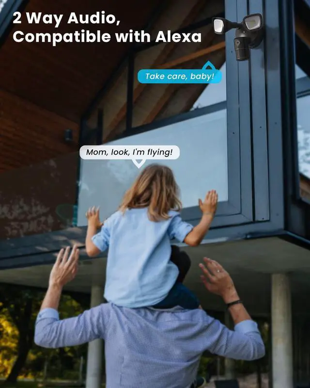 Alt view image 13 of 14 - ieGeek Floodlight Camera, Outdoor Home Security Camera, 2K Wired Flood Light Camera Outdoor with Motion Sensor Cam, 2600 Lumens, Color Night Vision, 110dB Siren, 2 Way Audio, Compatible with Alexa