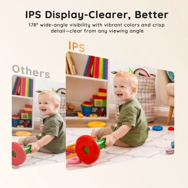 Alt view image 10 of 14 - 5" Baby Monitor No Wi-Fi,No-Glow Night Vision, Baby Camera with 1080P IPS Screen, Two-Way Audio,Temperature Monitoring, 3X Zoom, Lullabies,Sound Detection
