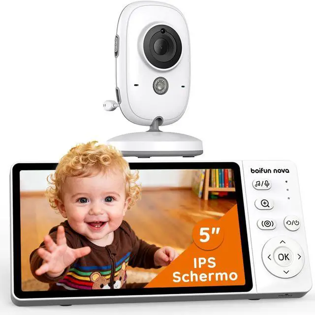 Alt view image 8 of 14 - 5" Baby Monitor No Wi-Fi,No-Glow Night Vision, Baby Camera with 1080P IPS Screen, Two-Way Audio,Temperature Monitoring, 3X Zoom, Lullabies,Sound Detection