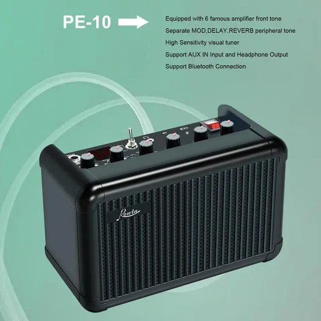 Alt view image 2 of 7 - Rowin PE-10 15W Amplifier For Electric Guitar Mini Multi-Functional AMP Hign-Performance Rechargeable Battery & Blutooth Connection With Adapter Inside