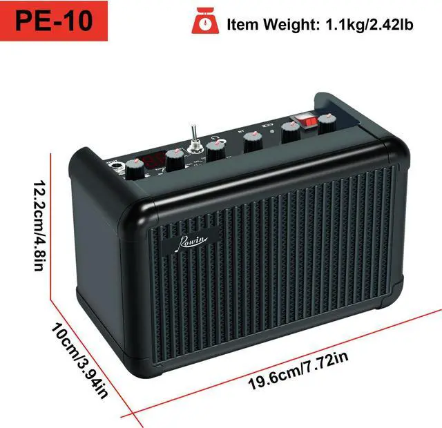 Alt view image 7 of 7 - Rowin PE-10 15W Amplifier For Electric Guitar Mini Multi-Functional AMP Hign-Performance Rechargeable Battery & Blutooth Connection With Adapter Inside