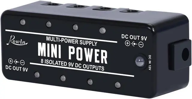 Alt view image 2 of 6 - Rowin LEF-329 Mini Power Pedal Guitar Pedals Power Supply Multi Circuit Power 8 Isolated 9V Output With Short Circuit Protect True Bypass