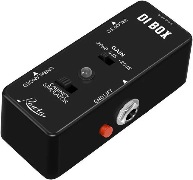 Alt view image 2 of 5 - Rowin LEF-331 Guitar Direct Box Guitar Bass Passive DI Box With Cabinet Simulator 1/4 and XLR Full Metal Mini Size True Bypass