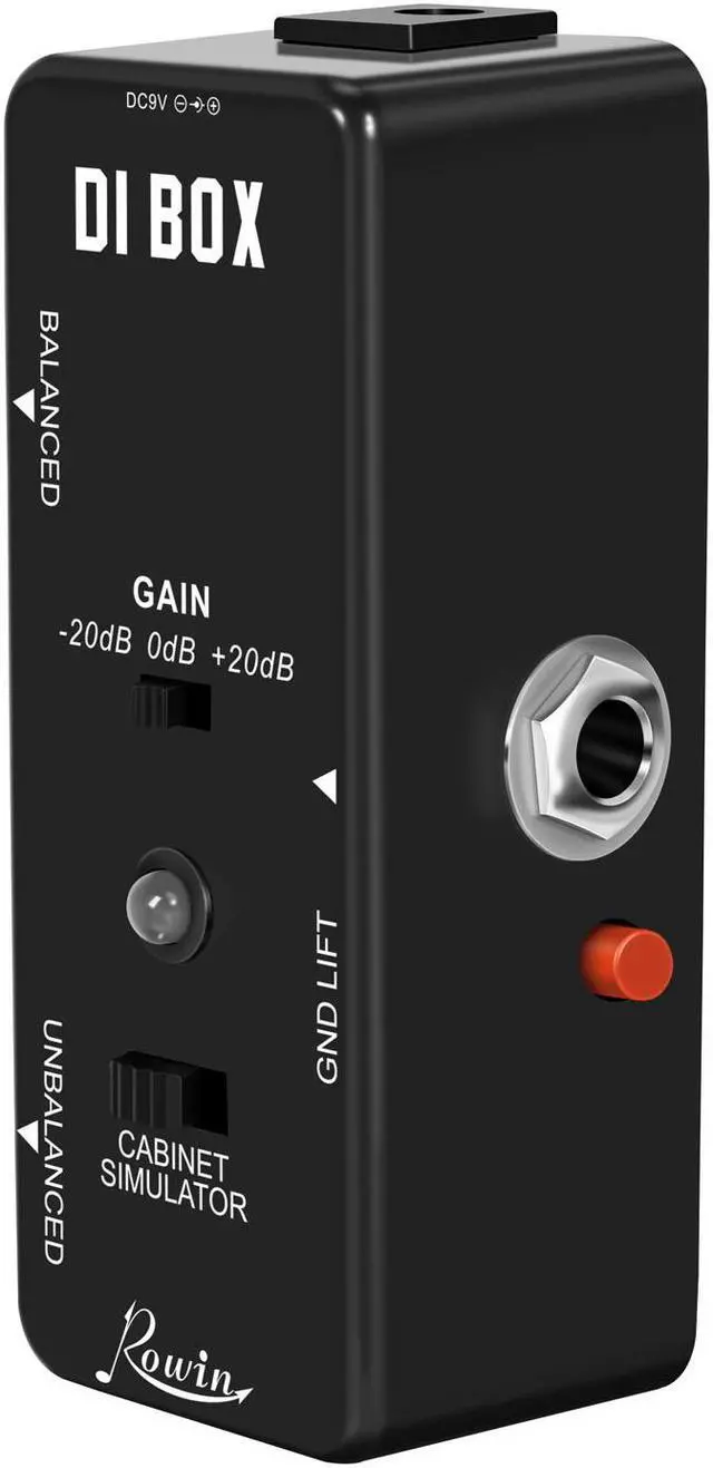 Alt view image 4 of 5 - Rowin LEF-331 Guitar Direct Box Guitar Bass Passive DI Box With Cabinet Simulator 1/4 and XLR Full Metal Mini Size True Bypass