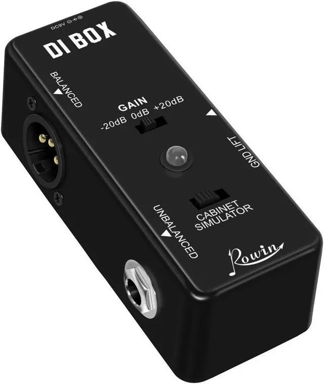 Alt view image 3 of 5 - Rowin LEF-331 Guitar Direct Box Guitar Bass Passive DI Box With Cabinet Simulator 1/4 and XLR Full Metal Mini Size True Bypass