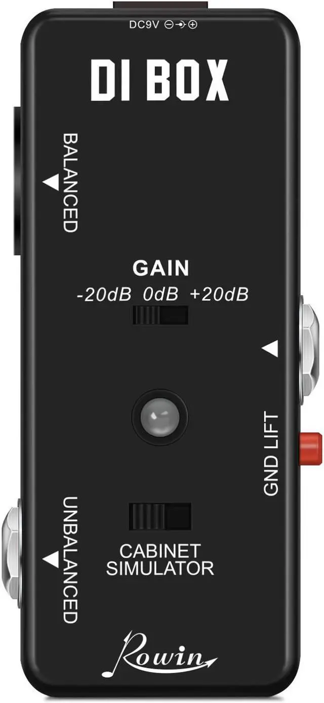 Main image of Rowin LEF-331 Guitar Direct Box Guitar Bass Passive DI Box With Cabinet Simulator 1/4 and XLR Full Metal Mini Size True Bypass