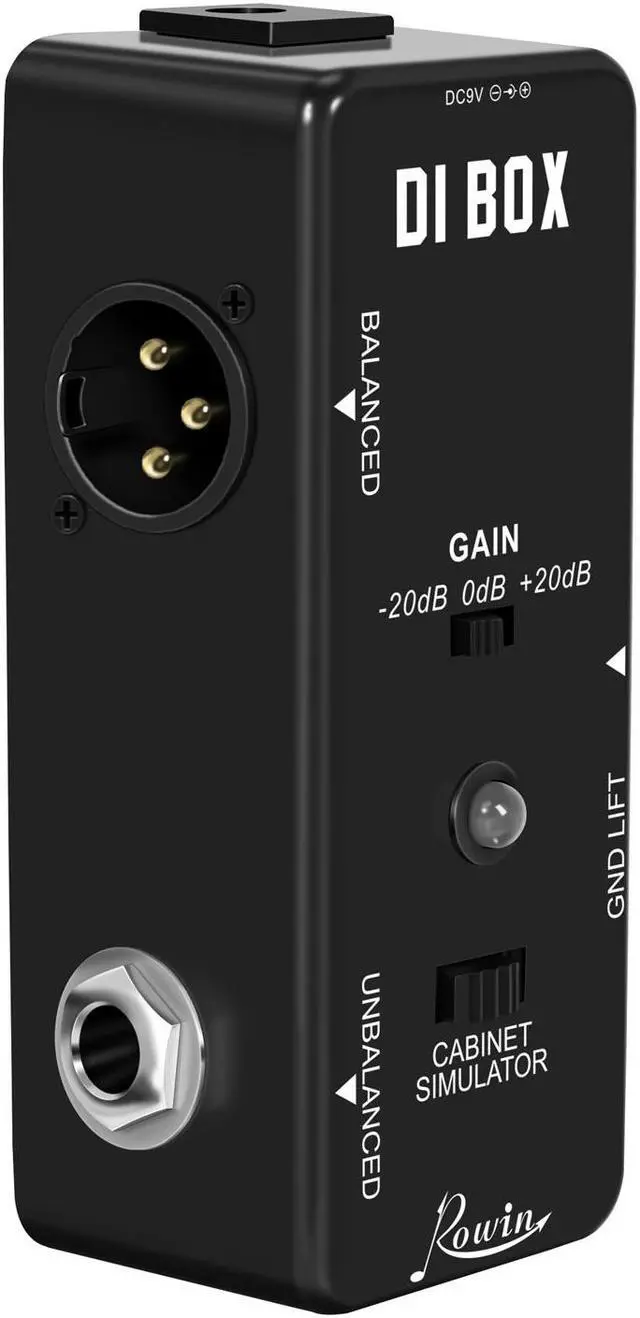 Alt view image 5 of 5 - Rowin LEF-331 Guitar Direct Box Guitar Bass Passive DI Box With Cabinet Simulator 1/4 and XLR Full Metal Mini Size True Bypass
