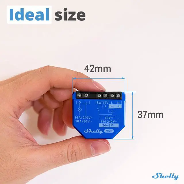 Alt view image 7 of 7 - Shelly 1 Gen3 | WiFi & Bluetooth Smart Relay Switch with Dry Contacts | 1-Channel 16A | Compatible with Google Home, Alexa & SmartThings | No Hub required | Home Automation