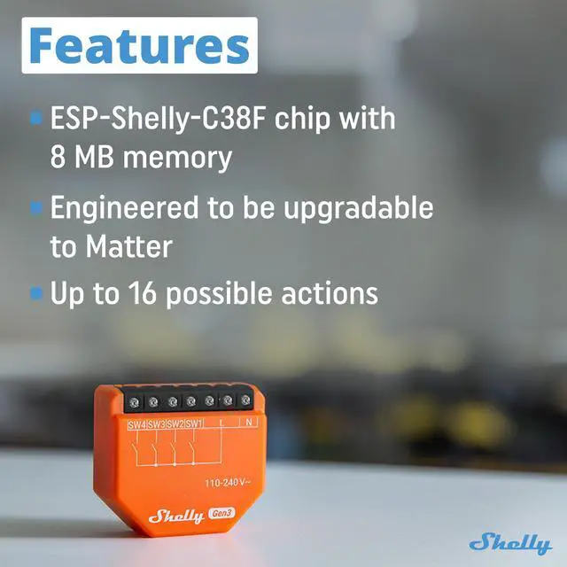 Alt view image 3 of 7 - Shelly i4 Gen3 | WiFi & Bluetooth Smart 4-digital inputs controller of Shelly Relays | Remote Control | Compatible with Google Home & Alexa | iOS & Android App | No Hub | Multi-Click | Home Automation