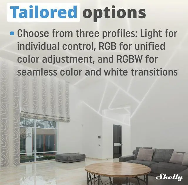 Alt view image 4 of 7 - Shelly Plus RGBW PM | WiFi & Bluetooth Smart Remote Control for RGBW | Power Metering  | No Hub required | Compatible with Google Home & Alexa | iOS & Android App | Home Automation