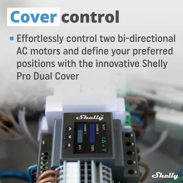 Alt view image 6 of 7 - Shelly Pro Dual Cover/Shutter PM | LAN, Wi-Fi and Bluetooth Connection | Professional DIN Rail Smart Dual Cover/Shutter Controller | 2x 16 A Covers | Precise Power Metering | Home Automation