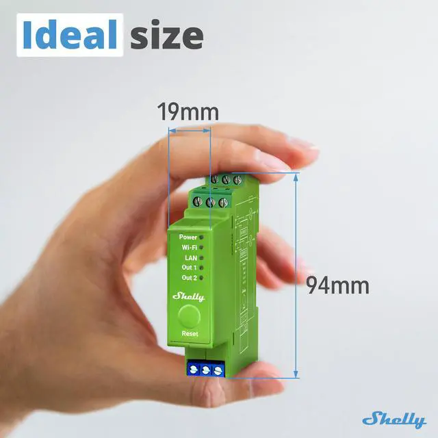 Alt view image 4 of 7 - Shelly Pro Dimmer 2PM | Wi-Fi, LAN & Bluetooth 2-Channel Smart Dimmer | Power Metering | DIN Rail | Compatible with Google Home & Alexa | iOS & Android App | Dimmable Lights | Home Automation