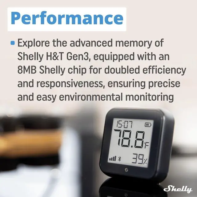 Alt view image 5 of 7 - Shelly H&T Gen 3 | Wi-Fi & Bluetooth Temperature | Humidity Sensor & Weather Station (Wall Mountable, No Hub Required) | Black