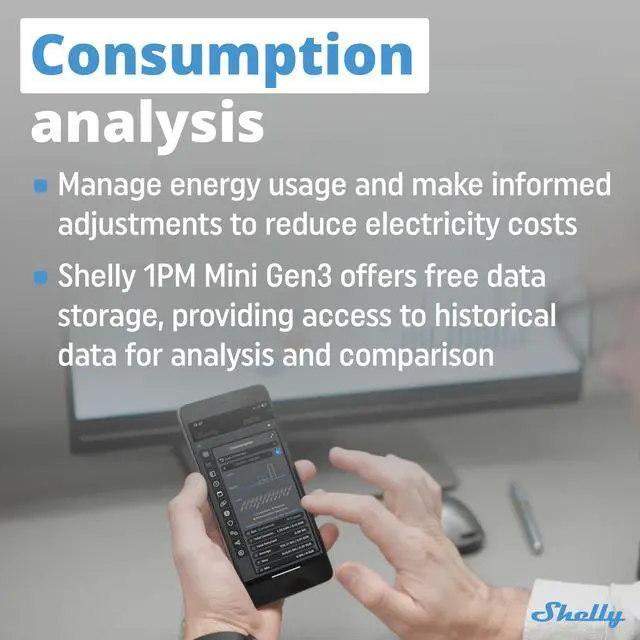 Alt view image 6 of 7 - Shelly 1PM Mini Gen3 | Wi-Fi & Bluetooth Smart Relay Switch | 1 channel 8A | power metering | Compatible with Alexa & Google Home | Home Automation