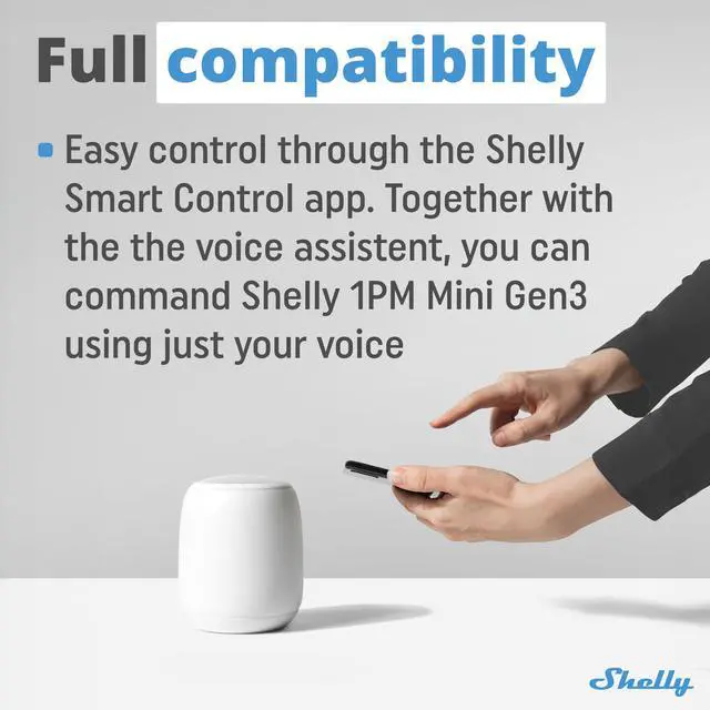 Alt view image 7 of 7 - Shelly 1PM Mini Gen3 | Wi-Fi & Bluetooth Smart Relay Switch | 1 channel 8A | power metering | Compatible with Alexa & Google Home | Home Automation
