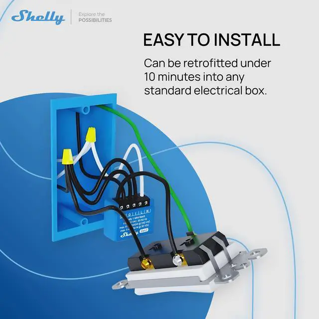 Alt view image 5 of 7 - Shelly 1 Mini Gen3 | Wi-Fi & Bluetooth Smart Relay Switch | 1 channel 8A | Compatible with Alexa & Google Home | Dry Contacts | No Hub Required