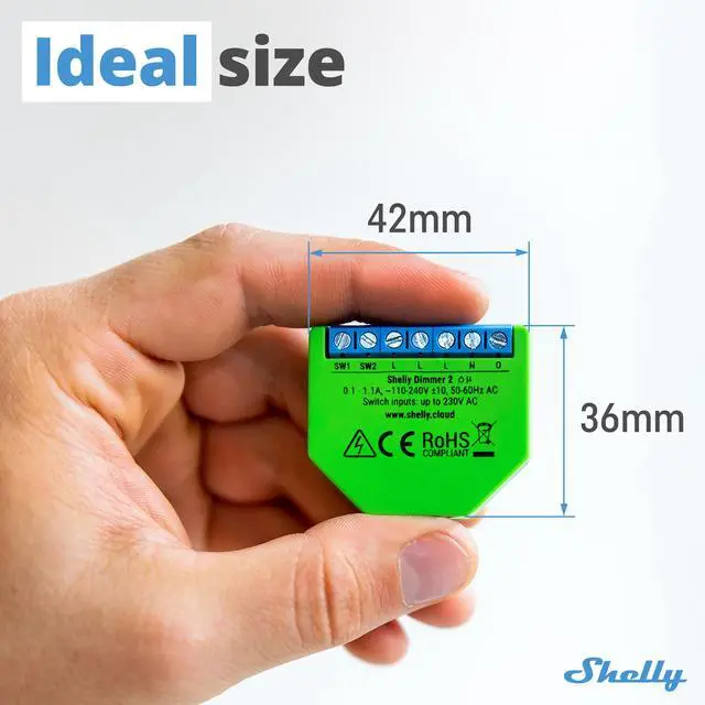 Alt view image 7 of 7 - Shelly Dimmer 2 | WiFi Smart Dimmer relay | Dimmable Lights | Compatible with Google Home & Alexa | iOS & Android App | No Hub Required | Wireless Switch | Home Automation