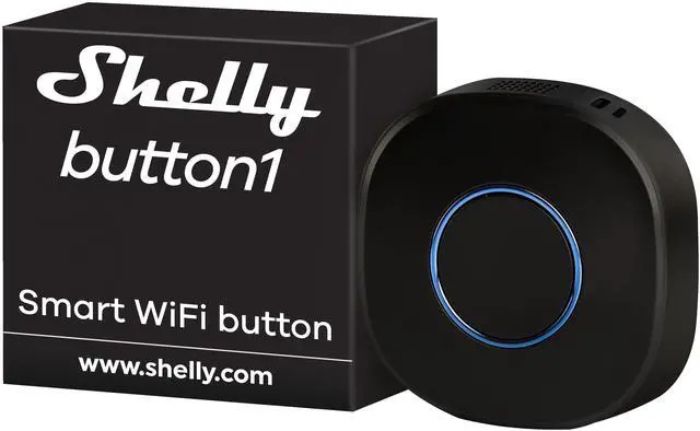 Main image of Shelly Button 1 | Wi-Fi operated Action and Scenes activation Remote Control Button | iOS & Android App | Smart Home Automation | Black