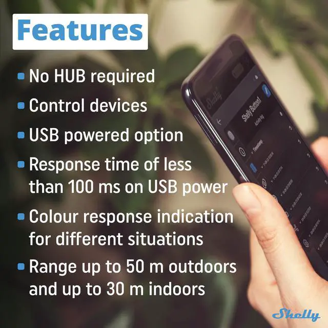 Alt view image 2 of 7 - Shelly Button 1 | Wi-Fi operated Action and Scenes activation Remote Control Button | iOS & Android App | Smart Home Automation | Black