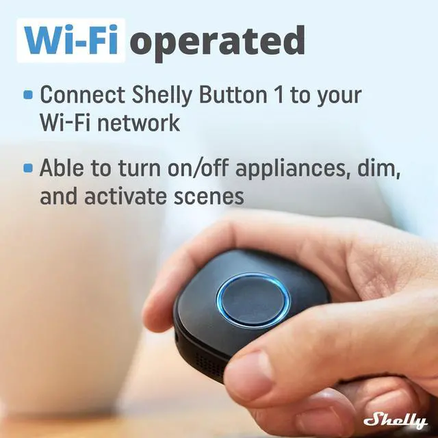Alt view image 3 of 7 - Shelly Button 1 | Wi-Fi operated Action and Scenes activation Remote Control Button | iOS & Android App | Smart Home Automation | Black