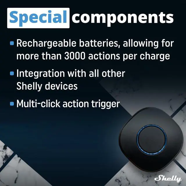 Alt view image 6 of 7 - Shelly Button 1 | Wi-Fi operated Action and Scenes activation Remote Control Button | iOS & Android App | Smart Home Automation | Black
