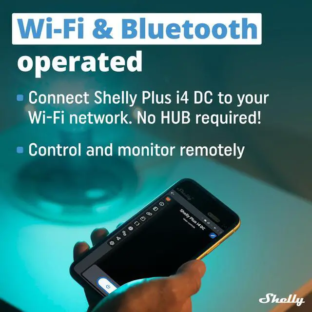 Alt view image 3 of 7 - Shelly Plus I4 DC | Wi-Fi operated | DC 4 digital inputs controller for Smart Scenes and enhanced actions control | Home Automation