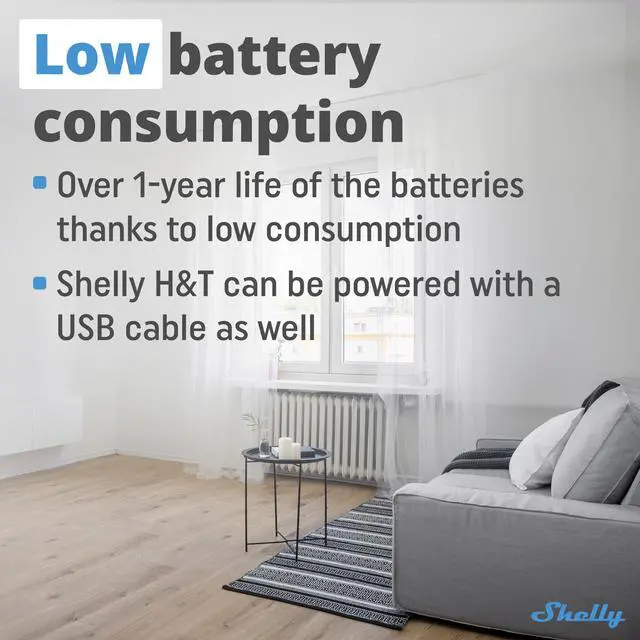 Alt view image 5 of 7 - Shelly H&T | WiFi-Operated Smart Humidity and Temperature Sensor | No Hub required | 1 year-life battery | iOS & Android App | Home Automation | Black