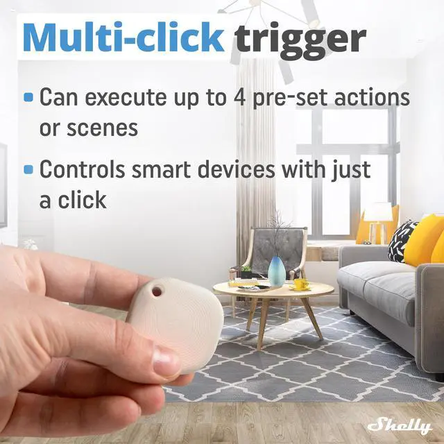Alt view image 5 of 7 - Shelly Blu Button Tough | Bluetooth-Operated Multi-Click Action and Scenes Activation Button | Versatile Control | IP54 Waterproof | Broad Range | Home Automation | Ivory