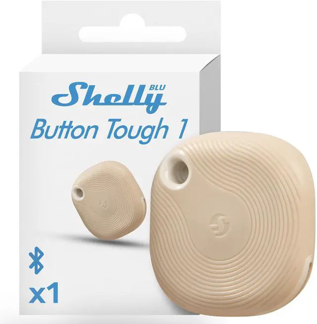 Main image of Shelly Blu Button Tough | Bluetooth-Operated Multi-Click Action and Scenes Activation Button | Versatile Control | IP54 Waterproof | Broad Range | Home Automation |Mocha
