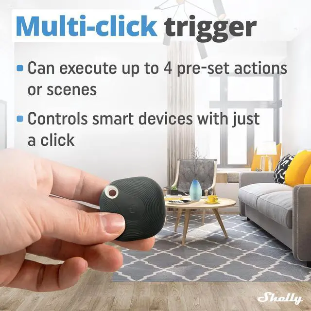 Alt view image 5 of 7 - Shelly Blu Button Tough | Bluetooth-Operated Multi-Click Action and Scenes Activation Button | Versatile Control | IP54 Waterproof | Broad Range | Home Automation | Black