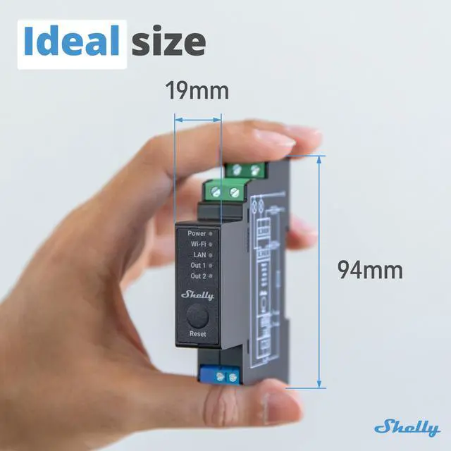 Alt view image 3 of 7 - Shelly Pro 2PM | Wi-Fi, Bluetooth & LAN | Professional 2-channels DIN rail smart relay | up to 25A with power metering | Compatible with Google Home &  Alexa | iOS & Android App | Home Automation